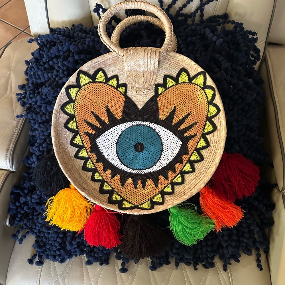 Colorful Eye Design Woven Bag